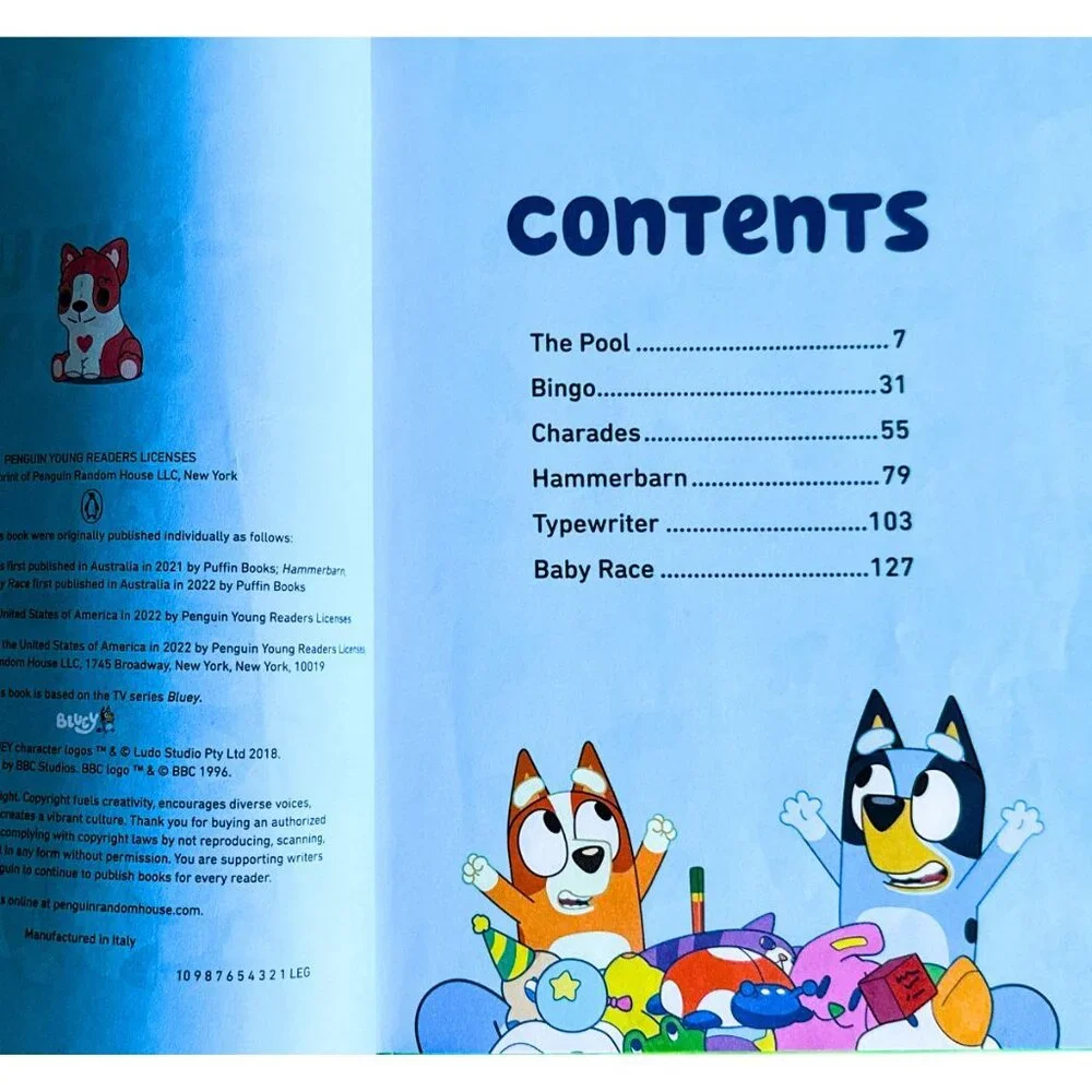 DISNEY BLUEY 5-Minute Stories: 6 Stories Hardcover Children's Kids EUC